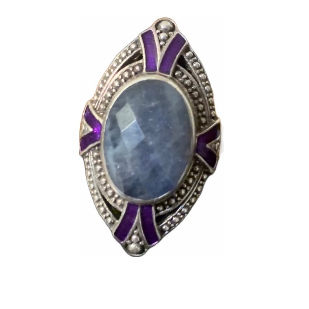 Labradorite Ring. Inlay lavender. SS size 7 Fabulous ring